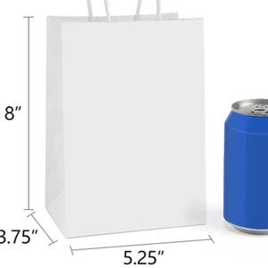 Bulk 100 Count BagDream Small White Paper Gift Bags with Handles